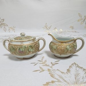 Beautiful TN Japan Handpainted Fine China Sugar and Creamer Set